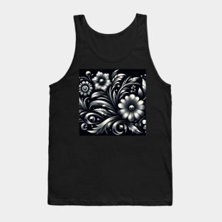 Silver Floral Illustration Tank Top